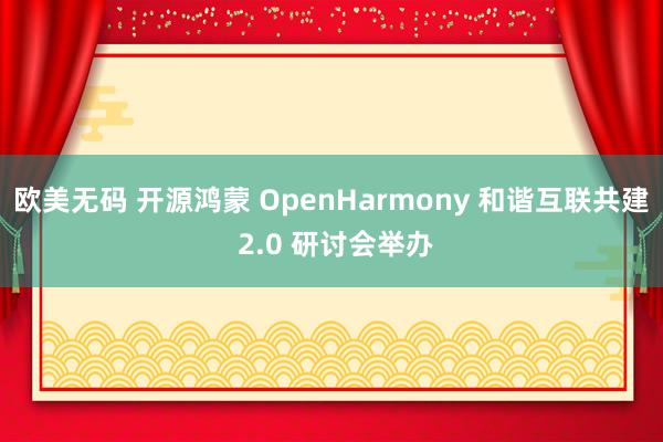 欧美无码 开源鸿蒙 OpenHarmony 和谐互联共建 2.0 研讨会举办