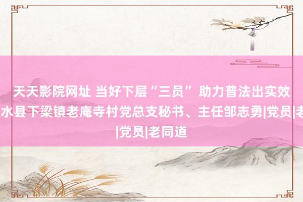 天天影院网址 当好下层“三员” 助力普法出实效——柞水县下梁镇老庵寺村党总支秘书、主任邹志勇|党员|老同道