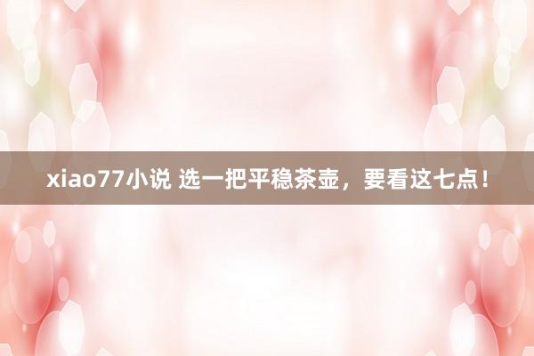 xiao77小说 选一把平稳茶壶，要看这七点！