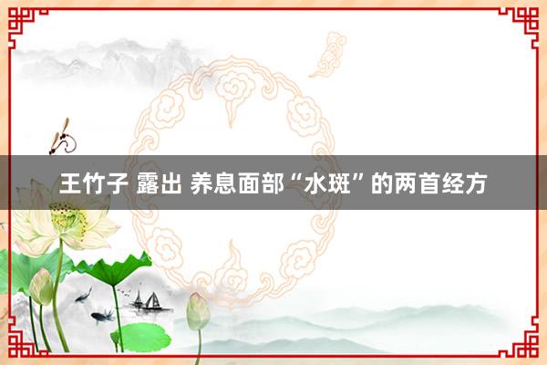王竹子 露出 养息面部“水斑”的两首经方